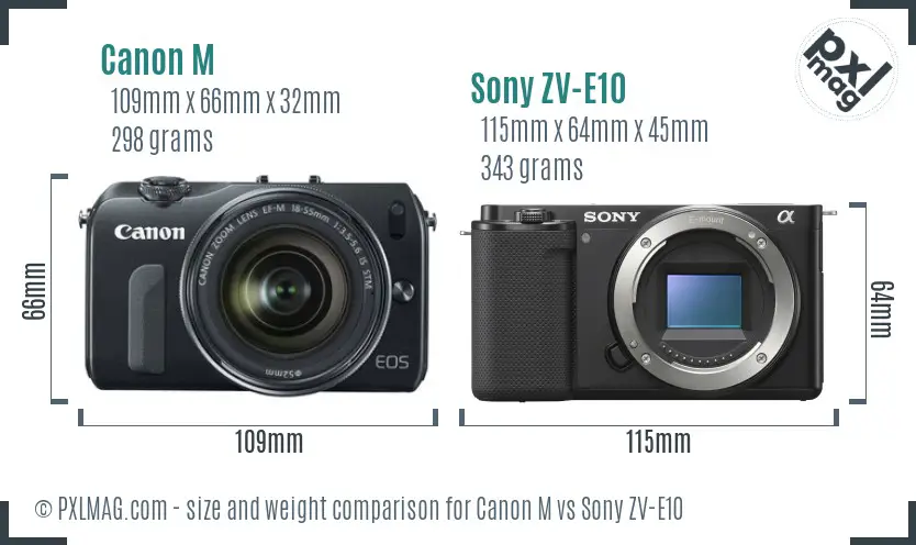 Canon M vs Sony ZV-E10 size comparison
