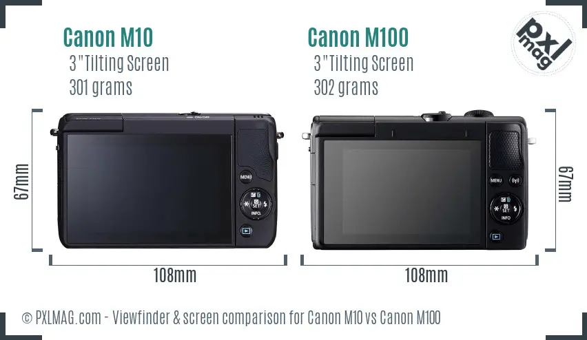 Canon M10 vs Canon M100 Screen and Viewfinder comparison