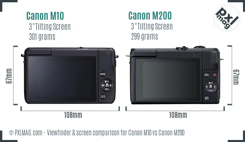 Canon M10 vs Canon M200 Screen and Viewfinder comparison