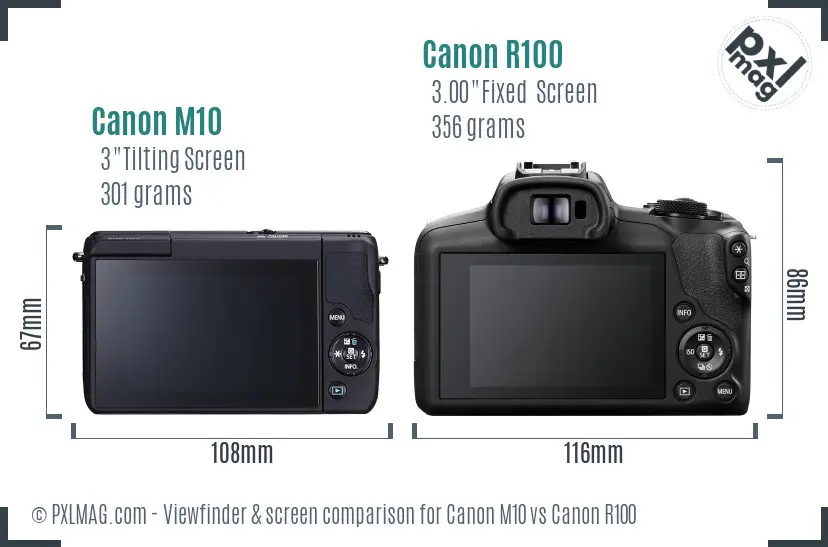 Canon M10 vs Canon R100 Screen and Viewfinder comparison Canon M10 vs Canon R100 Screen and Viewfinder comparison