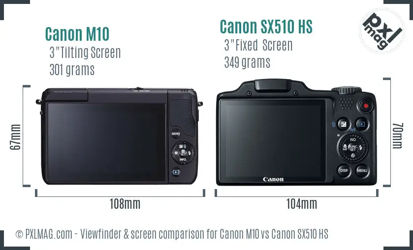 Canon M10 vs Canon SX510 HS Screen and Viewfinder comparison Canon M10 vs Canon SX510 HS Screen and Viewfinder comparison