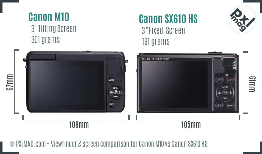 Canon M10 vs Canon SX610 HS Screen and Viewfinder comparison Canon M10 vs Canon SX610 HS Screen and Viewfinder comparison