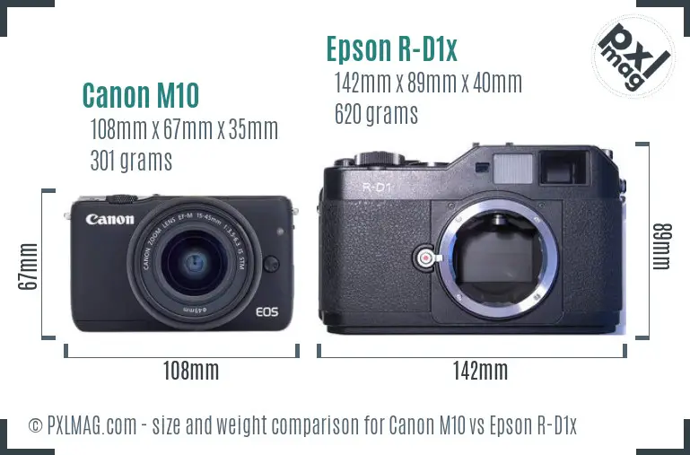 Canon M10 vs Epson R-D1x size comparison