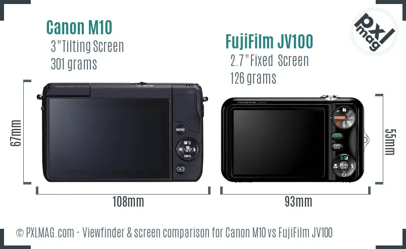 Canon M10 vs FujiFilm JV100 Screen and Viewfinder comparison