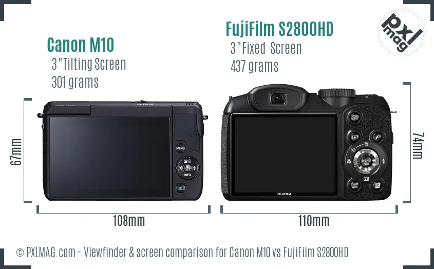 Canon M10 vs FujiFilm S2800HD Screen and Viewfinder comparison