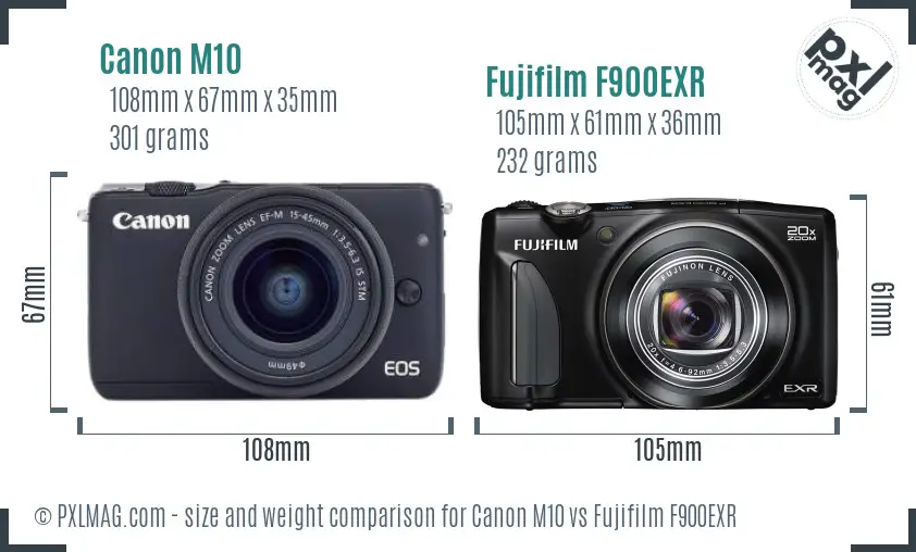Canon M10 vs Fujifilm F900EXR size comparison Canon M10 vs Fujifilm F900EXR size comparison