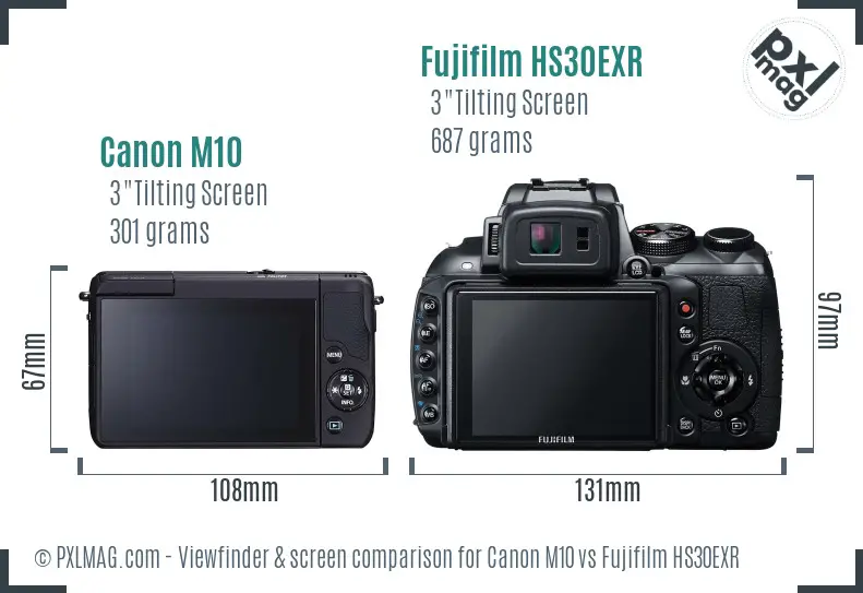 Canon M10 vs Fujifilm HS30EXR Screen and Viewfinder comparison