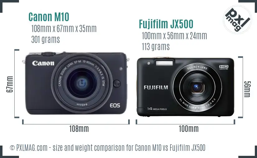 Canon M10 vs Fujifilm JX500 size comparison Canon M10 vs Fujifilm JX500 size comparison