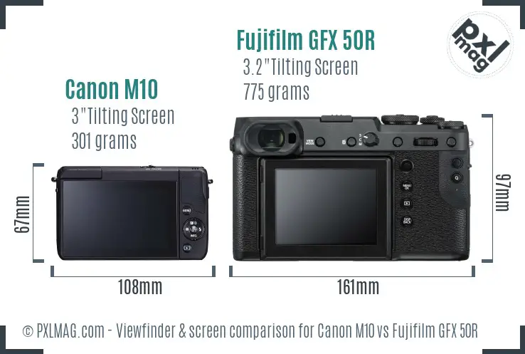 Canon M10 vs Fujifilm GFX 50R Screen and Viewfinder comparison