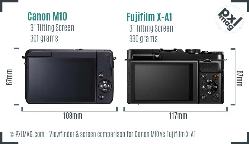 Canon M10 vs Fujifilm X-A1 Screen and Viewfinder comparison