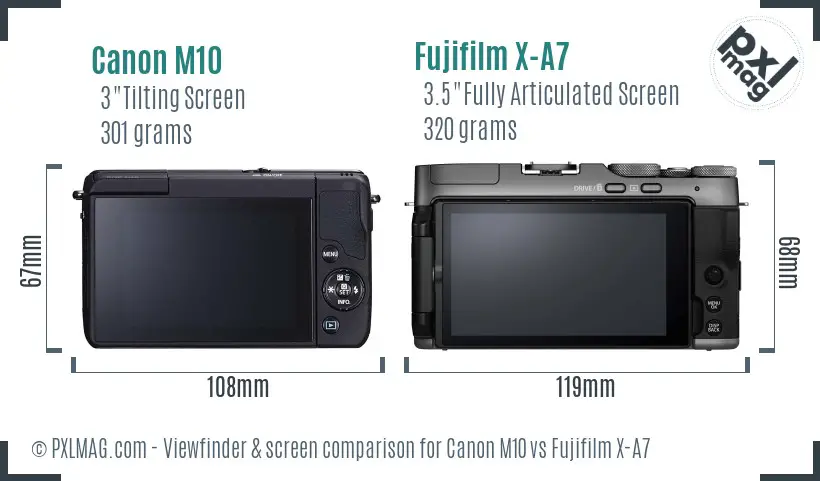 Canon M10 vs Fujifilm X-A7 Screen and Viewfinder comparison