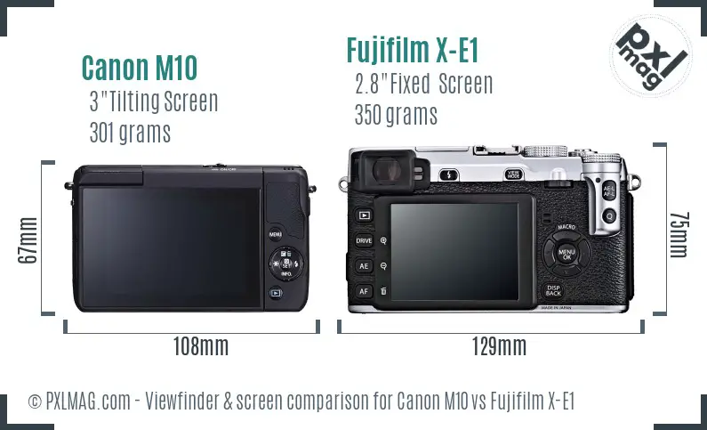 Canon M10 vs Fujifilm X-E1 Screen and Viewfinder comparison