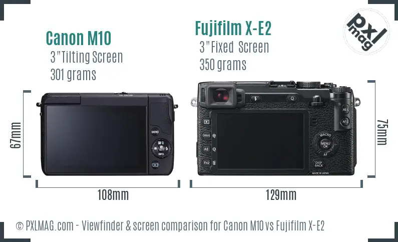 Canon M10 vs Fujifilm X-E2 Screen and Viewfinder comparison