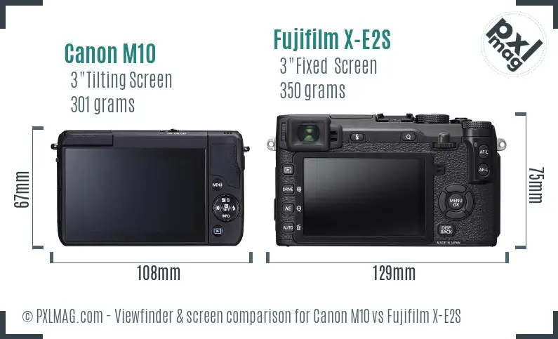Canon M10 vs Fujifilm X-E2S Screen and Viewfinder comparison