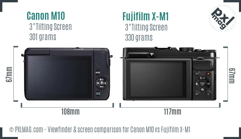 Canon M10 vs Fujifilm X-M1 Screen and Viewfinder comparison