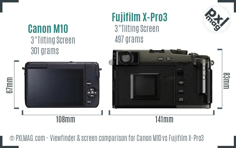 Canon M10 vs Fujifilm X-Pro3 Screen and Viewfinder comparison Canon M10 vs Fujifilm X-Pro3 Screen and Viewfinder comparison