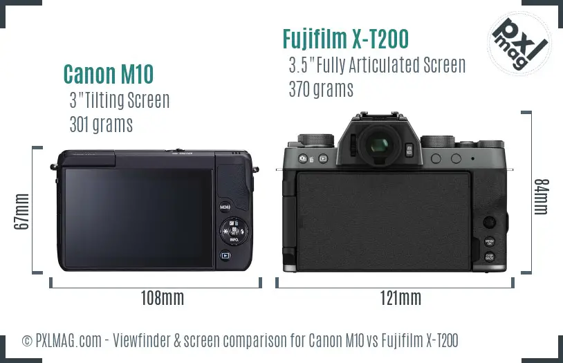 Canon M10 vs Fujifilm X-T200 Screen and Viewfinder comparison