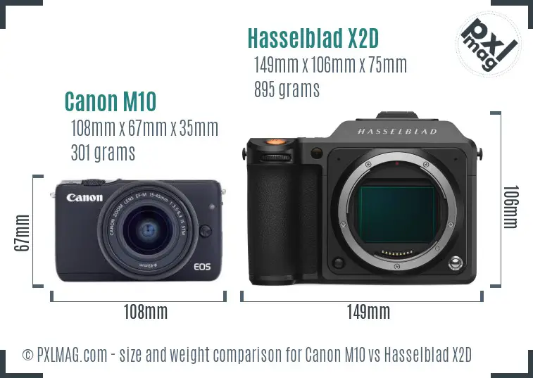 Canon M10 vs Hasselblad X2D size comparison