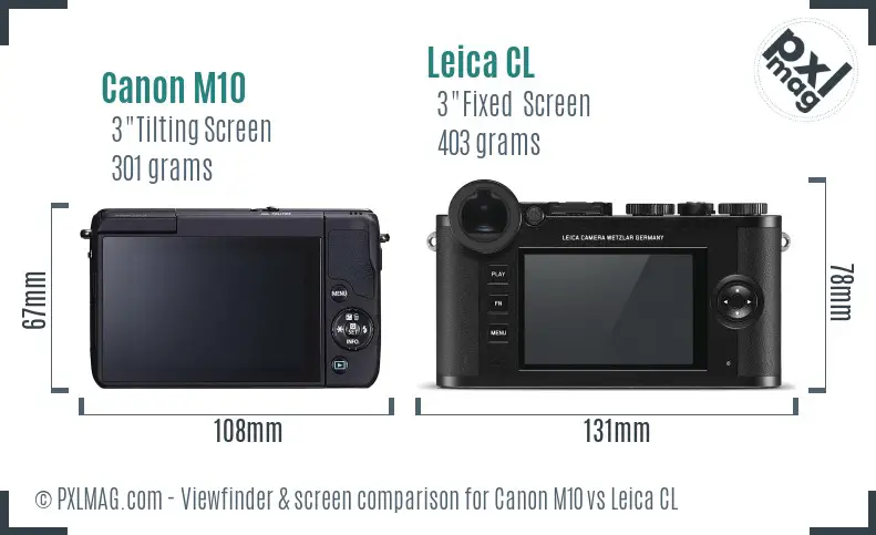 Canon M10 vs Leica CL Screen and Viewfinder comparison Canon M10 vs Leica CL Screen and Viewfinder comparison