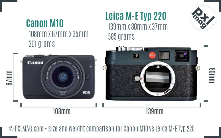 Canon M10 vs Leica M-E Typ 220 size comparison