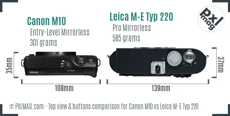 Canon M10 vs Leica M-E Typ 220 top view buttons comparison