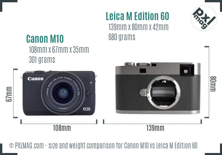 Canon M10 vs Leica M Edition 60 size comparison