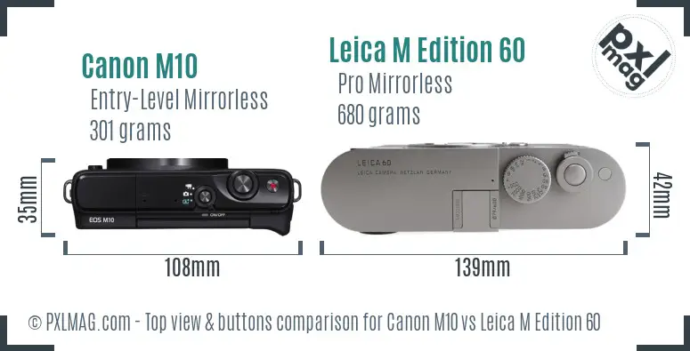 Canon M10 vs Leica M Edition 60 top view buttons comparison