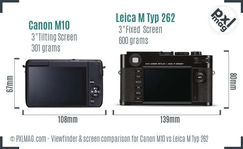 Canon M10 vs Leica M Typ 262 Screen and Viewfinder comparison