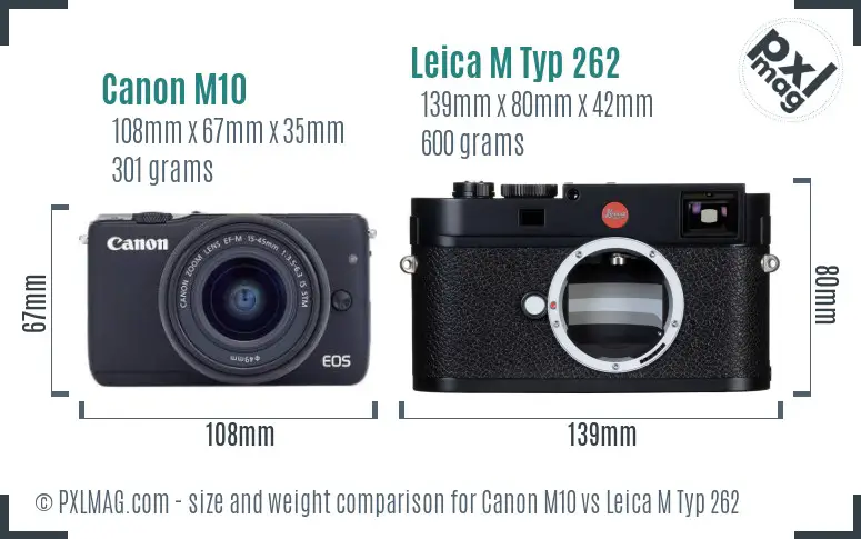Canon M10 vs Leica M Typ 262 size comparison