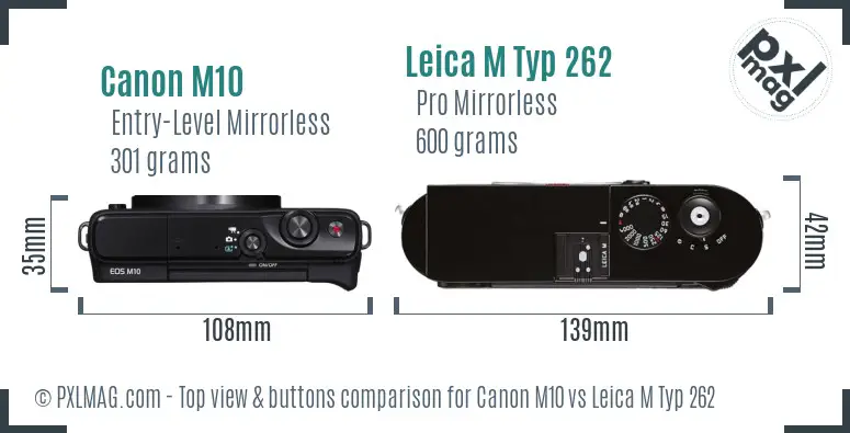 Canon M10 vs Leica M Typ 262 top view buttons comparison