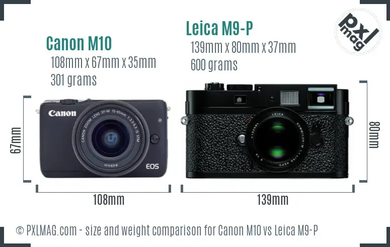 Canon M10 vs Leica M9-P size comparison