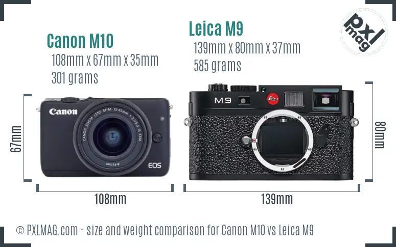 Canon M10 vs Leica M9 size comparison Canon M10 vs Leica M9 size comparison