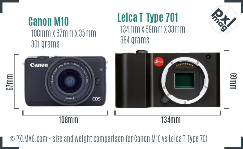 Canon M10 vs Leica T Type 701 size comparison Canon M10 vs Leica T Type 701 size comparison