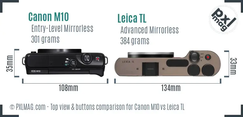 Canon M10 vs Leica TL top view buttons comparison