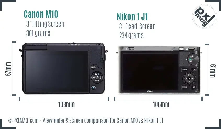 Canon M10 vs Nikon 1 J1 Screen and Viewfinder comparison Canon M10 vs Nikon 1 J1 Screen and Viewfinder comparison