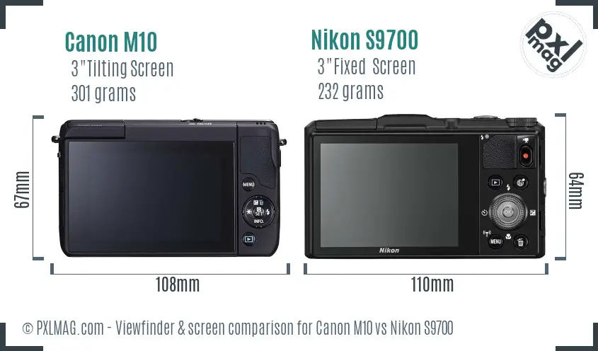 Canon M10 vs Nikon S9700 Screen and Viewfinder comparison