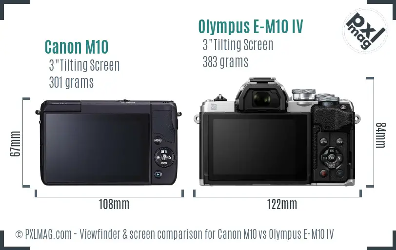 Canon M10 vs Olympus E-M10 IV Screen and Viewfinder comparison