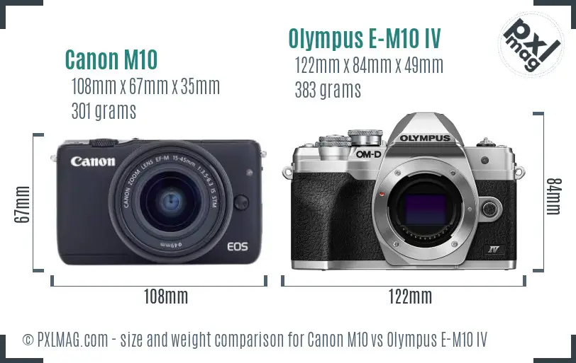 Canon M10 vs Olympus E-M10 IV size comparison