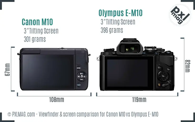 Canon M10 vs Olympus E-M10 Screen and Viewfinder comparison Canon M10 vs Olympus E-M10 Screen and Viewfinder comparison