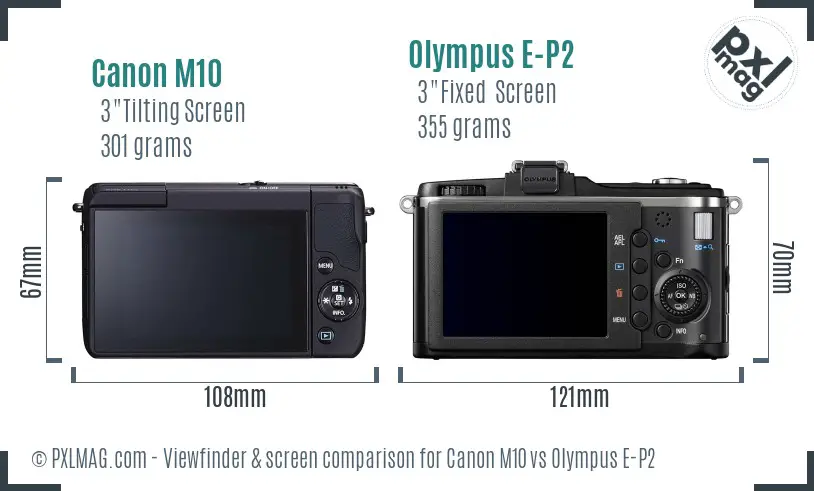 Canon M10 vs Olympus E-P2 Screen and Viewfinder comparison