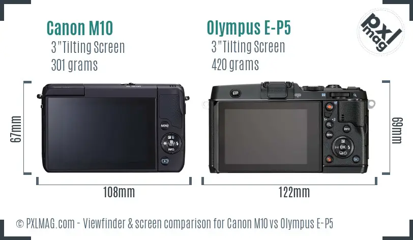 Canon M10 vs Olympus E-P5 Screen and Viewfinder comparison