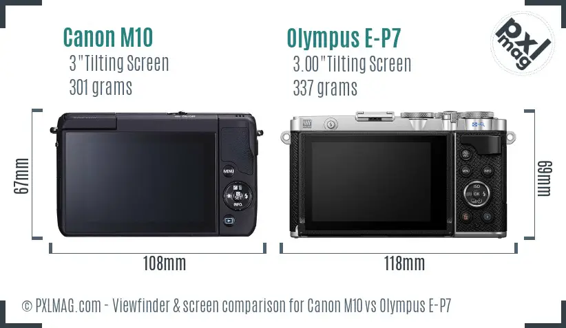 Canon M10 vs Olympus E-P7 Screen and Viewfinder comparison