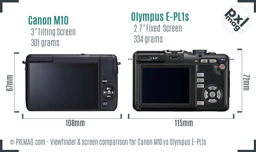 Canon M10 vs Olympus E-PL1s Screen and Viewfinder comparison Canon M10 vs Olympus E-PL1s Screen and Viewfinder comparison
