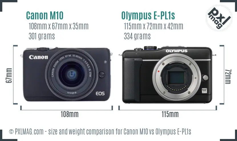 Canon M10 vs Olympus E-PL1s size comparison Canon M10 vs Olympus E-PL1s size comparison