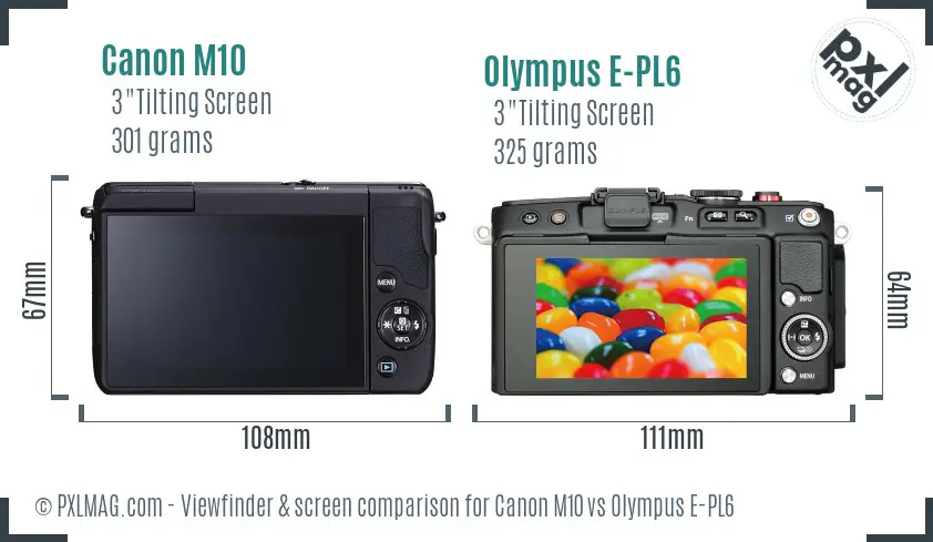 Canon M10 vs Olympus E-PL6 Screen and Viewfinder comparison