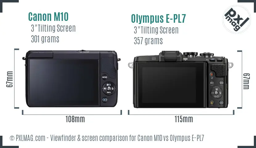 Canon M10 vs Olympus E-PL7 Screen and Viewfinder comparison