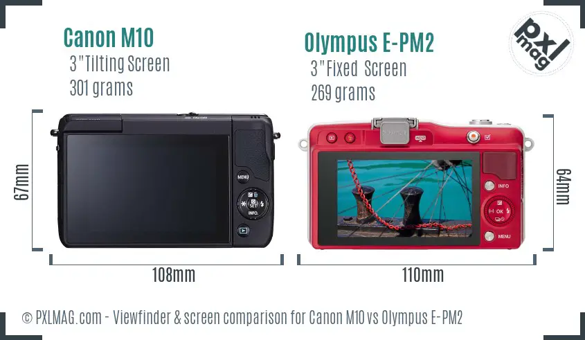 Canon M10 vs Olympus E-PM2 Screen and Viewfinder comparison