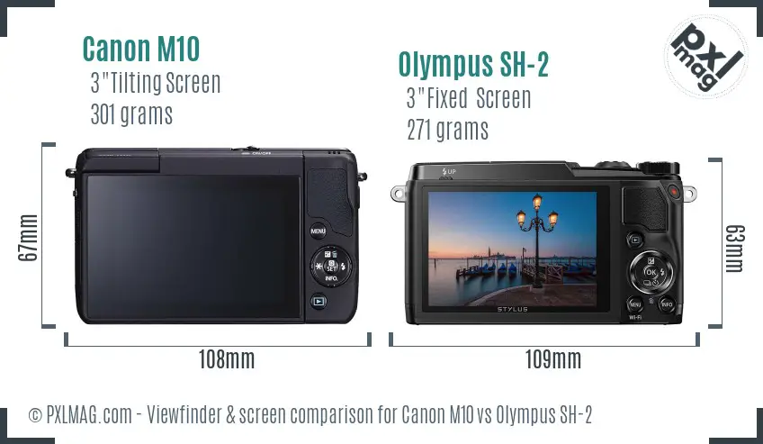 Canon M10 vs Olympus SH-2 Screen and Viewfinder comparison