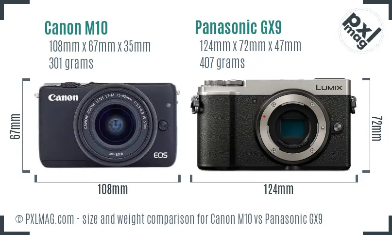 Canon M10 vs Panasonic GX9 size comparison