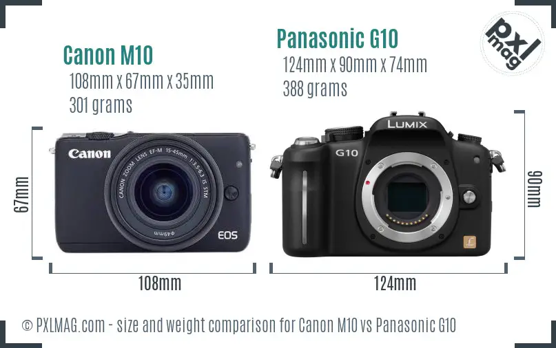 Canon M10 vs Panasonic G10 size comparison